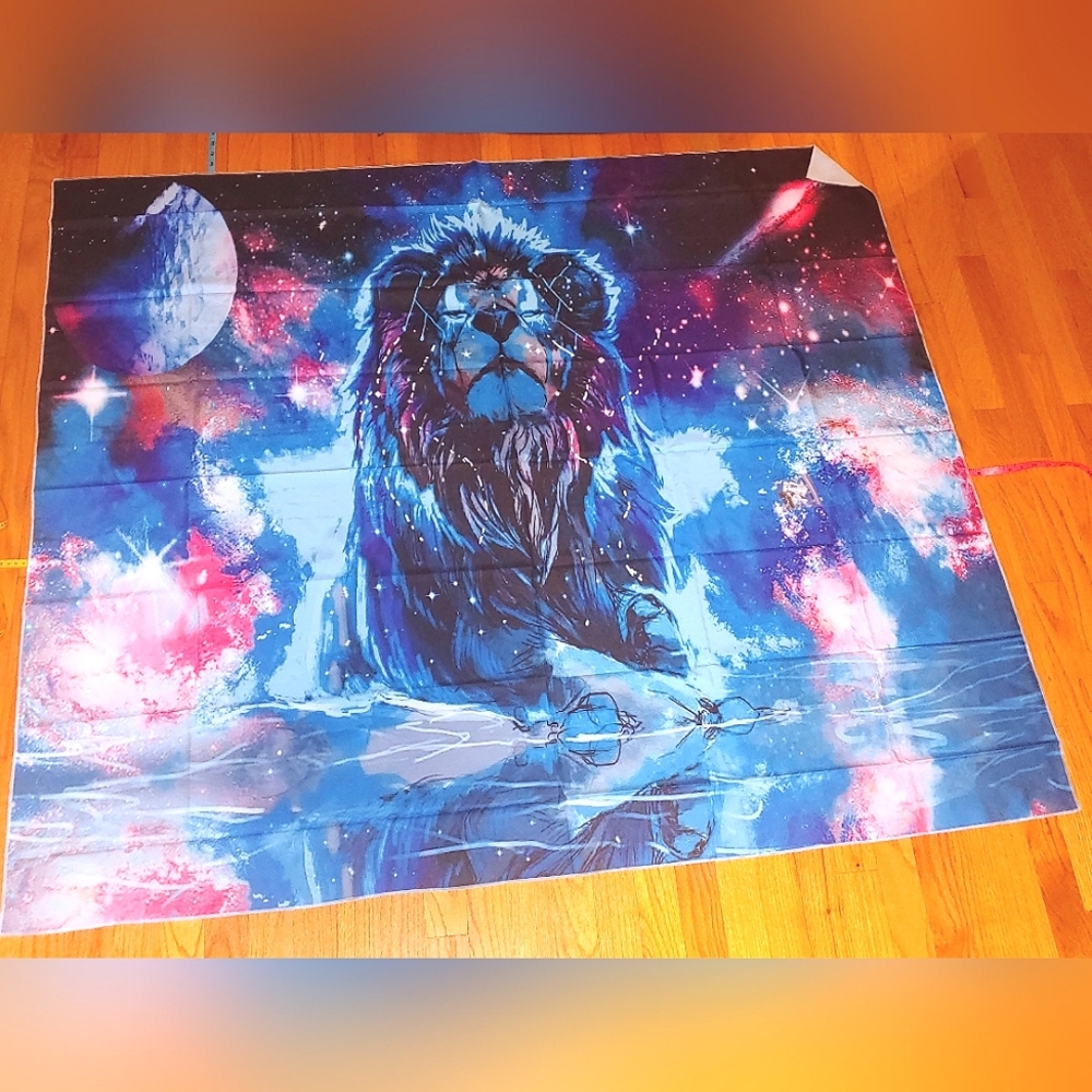 Moon Lion Wall Hanging Tapestry Psychedelic Constellation Leo Galaxy 60"×52"